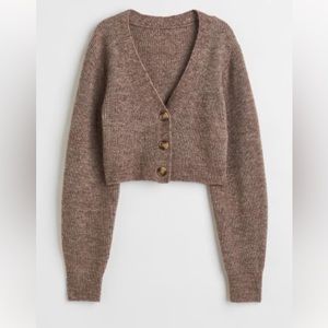 H&M Short Cardigan in Dark Taupe